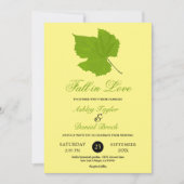 Elegante groene herfst bladeren geel bloemenbruilo kaart (Voorkant)