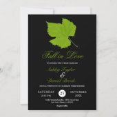 Elegante groene herfst bladeren zwart bloemenbruil kaart (Voorkant)