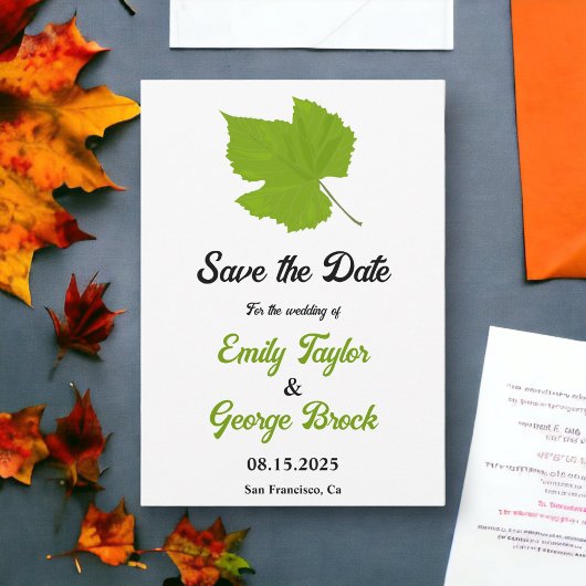 Elegante groene herfstbladeren herfst bloemenbruil save the date
