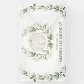 Elegante groene herfstpompoen 1e verjaardag welkom spandoek (Verticaal)