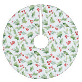 Elegante groene Holly laat rode bessen achter Kerstboom Rok (Voorkant)