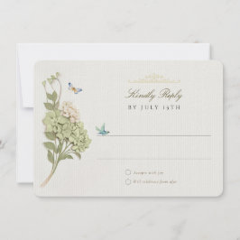 Elegante groene hortensia bruiloft RSVP Kaart