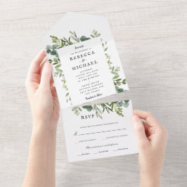 Elegante Groene Huwelijk All In One Uitnodiging