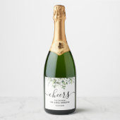 Elegante Groene Huwelijk Sparkling Wijnetiket (Voorkant)