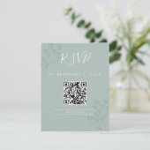 Elegante groene huwelijks-Scan Code RSVP Kaartje (Staand voorkant)