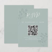 Elegante groene huwelijks-Scan Code RSVP Kaartje (Voorkant / Achterkant)