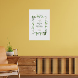 Elegante Groene Huwelijks Welkomstposter Poster