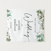 Elegante Groene Huwelijksbegroeting Wandkleed (Voorkant (horizontaal))