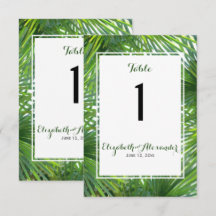 Elegante groene huwelijkskaart met tafelnummer