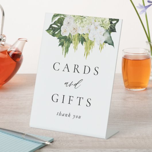 Elegante groene huwelijkskaarten en -cadeaus reclamebord met voetstuk (Insitu)