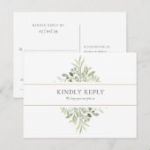 Elegante groene huwelijkslied verzoek RSVP Uitnodiging Briefkaart (Voorkant / Achterkant)