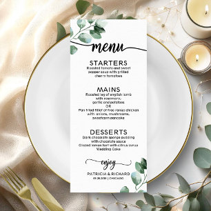 Elegante Groene Huwelijksmenu Menu