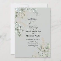 Elegante groene huwelijksuitnodiging