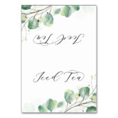 Elegante groene ijsthee buffet voedsel labels kaart (Voorkant)