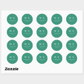 Elegante Groene Initiaal Cirkel Ronde Sticker (Vel)