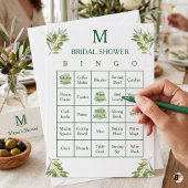 Elegante Groene Initialen Bruidsbeurting Bingo Kaa