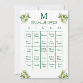 Elegante Groene Initialen Bruidsbeurting Bingo Kaa (Voorkant)