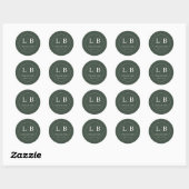 Elegante Groene Initialen Ronde Sticker (Vel)