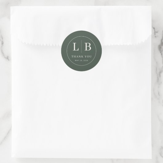Elegante Groene Initialen Ronde Sticker (Tas)