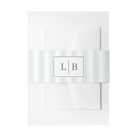 Elegante Groene Initialen Uitnodigingen Wikkel (Voorkant Voorbeeld)