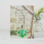 Elegante groene jurk Waterverf Garden Quinceañera Kaart (Staand voorkant)