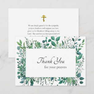 Elegante groene kader orthodoxe begrafenis bedankkaart