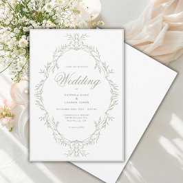 Elegante groene kader vintage trouwuitnodiging kaart