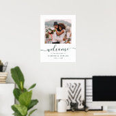 Elegante groene kalligrafie Foto Bruiloft Welkom Poster (Thuiskantoor)
