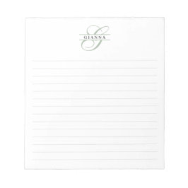 Elegante groene kalligrafie gespleten monogram gev notitieblok
