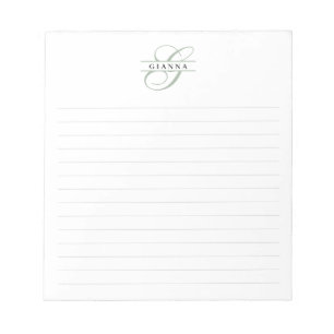 Elegante groene kalligrafie gespleten monogram gev notitieblok