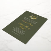 Elegante groene kalligrafie gouden monogram bruilo folie uitnodiging (Gedraaid)