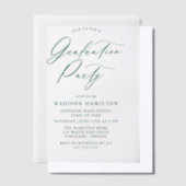 Elegante groene kalligrafie script afstudeerfeest vellum uitnodigingen (Offset)