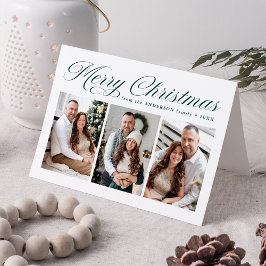 Elegante Groene Kalligrafie Vrolijk Kerstfeest 3 F Feestdagen Kaart