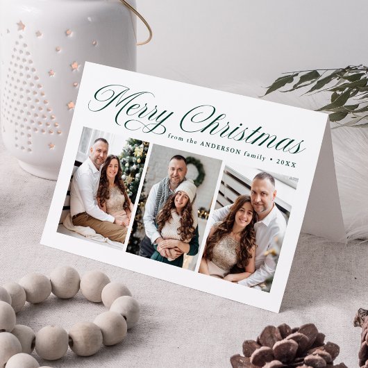 Elegante Groene Kalligrafie Vrolijk Kerstfeest 3 F Feestdagen Kaart