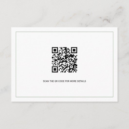 Elegante groene kam monogram bruiloft details informatiekaartje (Achterkant)