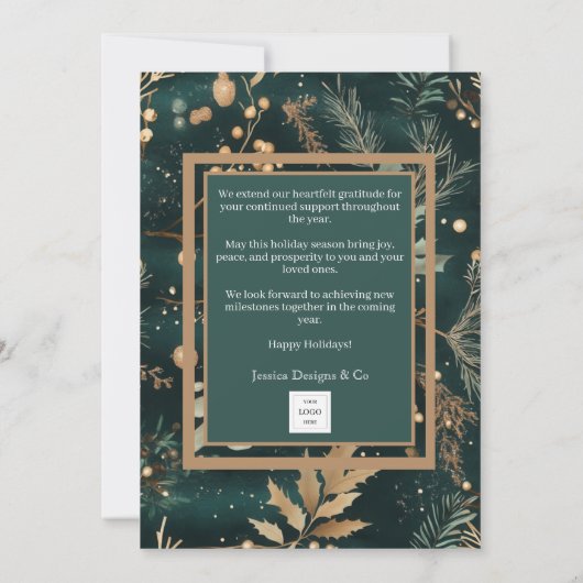 Elegante groene kerst botanische zaken feestdagenkaart (Achterkant)