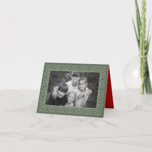 Elegante groene kerst fotokaart 1 foto klassiek feestdagen kaart