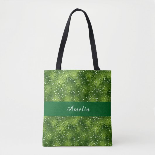 Elegante groene kerst gepersonaliseerd tote bag (Voorkant)