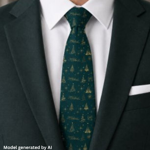 Elegante groene Kerstboom Doodles met goud  Stropdas