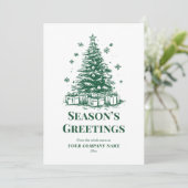 Elegante groene kerstboom met aangepaste Logo Feestdagenkaart (Staand voorkant)