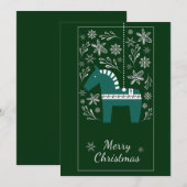 Elegante groene kerstboom paard decoratie feestdagenkaart (Voorkant / Achterkant)