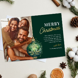 Elegante groene kerstboomornament foto Kerstmis Folie Feestdagenkaart