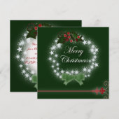 Elegante groene kerstdiner uitnodiging (Voorkant / Achterkant)