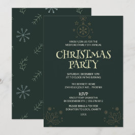 Elegante groene kerstfeest uitnodiging – Vakantie
