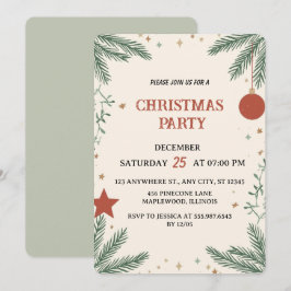 Elegante Groene Kerstfeest Uitnodigingskaart Kaart