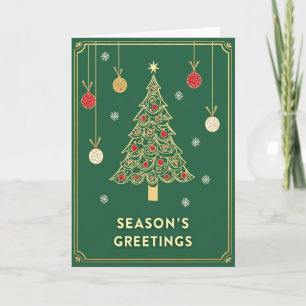 Elegante groene kerstkaart met seizoensgroeten kaart