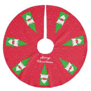 Elegante groene kerstkabouters op rood kerstboom rok