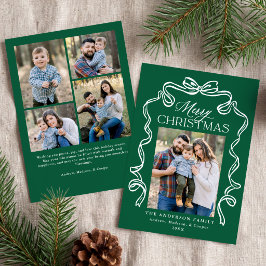 Elegante groene Kerstmis-boog 5 foto Feestdagenkaart