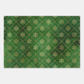 Elegante groene kerstpatronen en gouden kerstpatro inpakpapier vel (Voorkant 2)