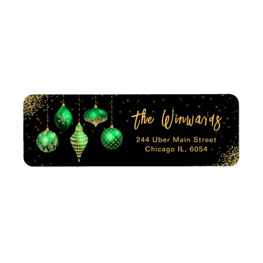 Elegante Groene Kerstversiering Etiket (Voorkant)